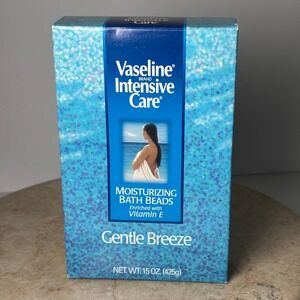 Vaseline Moisturizing Bath Beads 15oz Blue Gentle Breeze Vitamin E Vintage